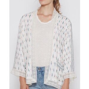 Joie Rumer Kimono Jacket Small Silk cream open front top